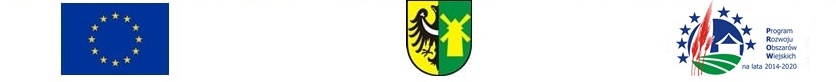  od lewej: logo Unii Europejskiej, herb gminy, logo PROW