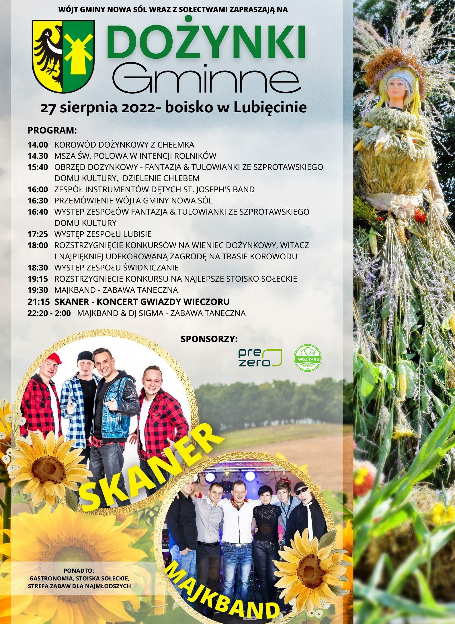 plakat z programem na dożynki 2022 w Lubięcinie